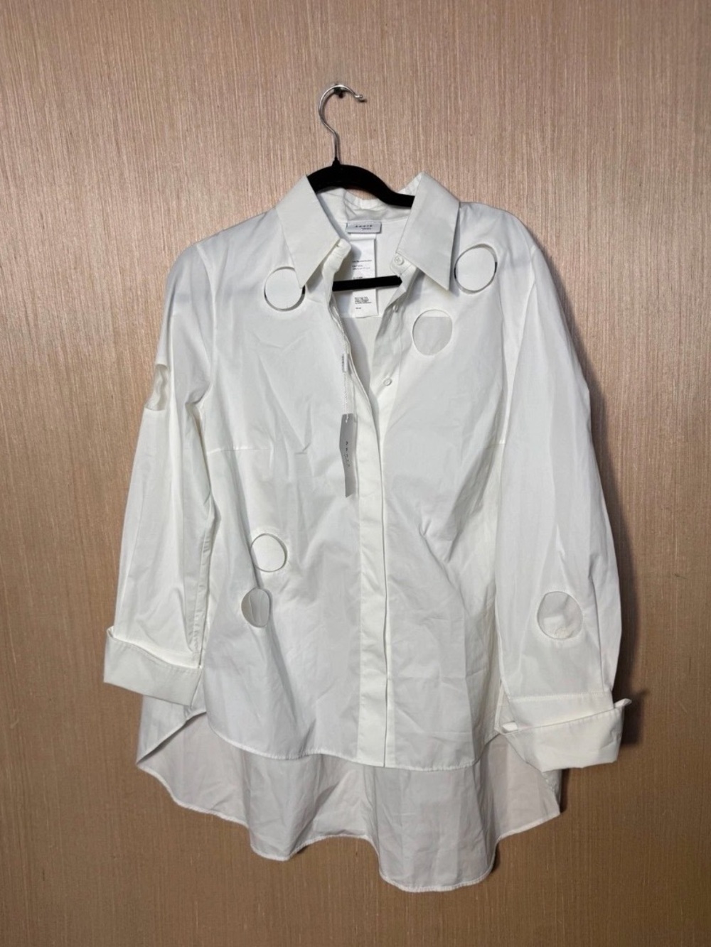 Akris Punto White Button-Down Shirt with Circular Cutouts
